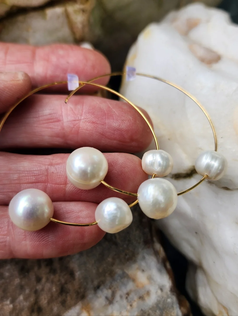 Cult Gaia Natural Irregular Shape Nubia Earring Freshwater Pearl Gold Hoop